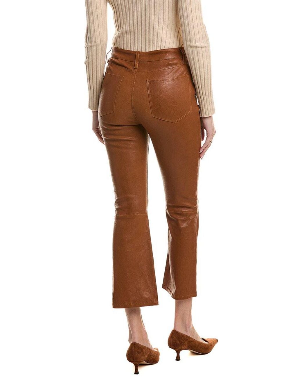 FRAME Brown Frame Le Crop Leather Tobacco Mini Boot Jean