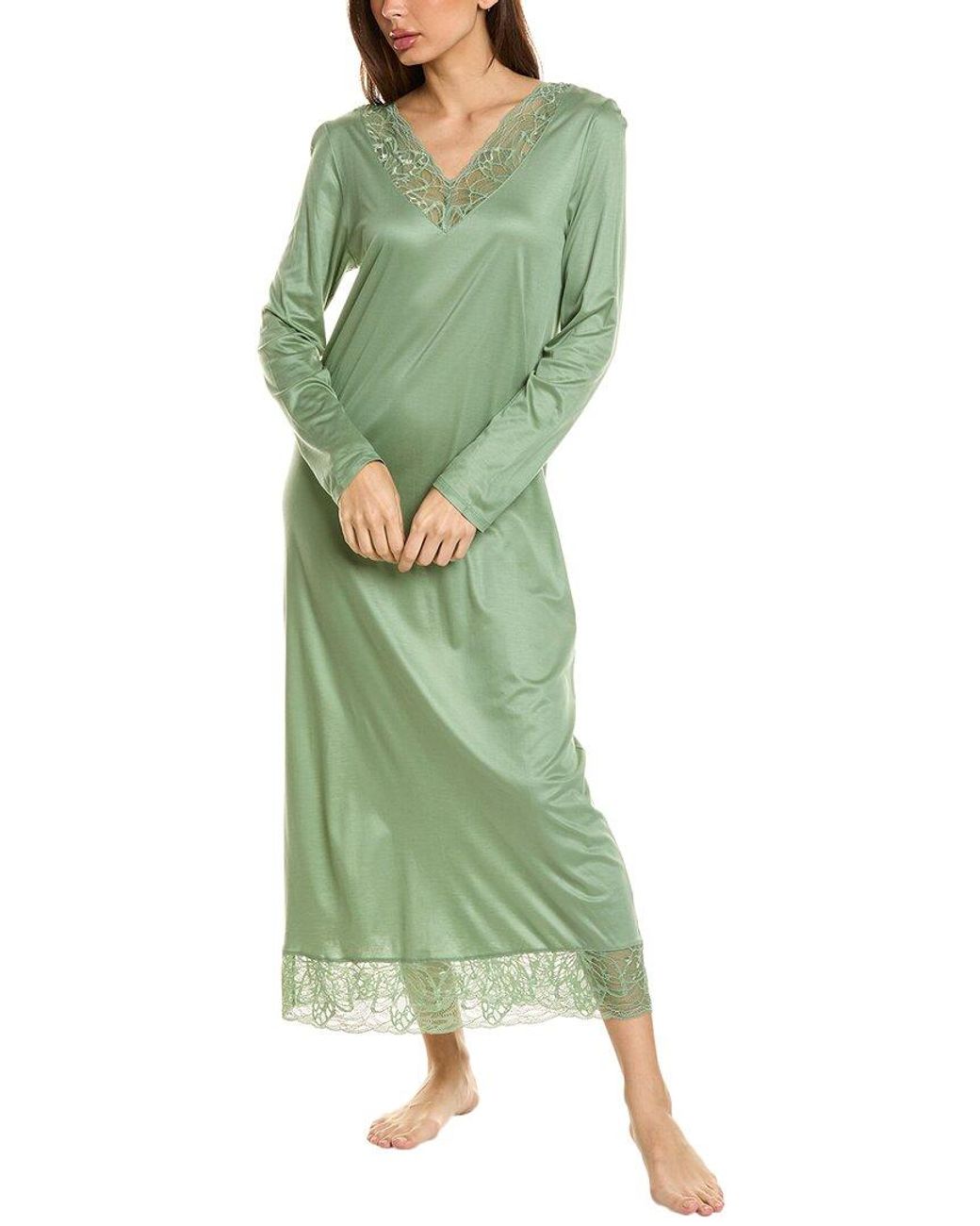 Hanro Elia Lace Trim V Neck Nightgown in Green Lyst UK