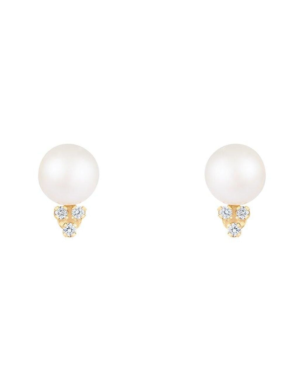 Splendid White 14k 0.06 Ct. Tw. Diamond 6-6.5mm Pearl Earrings