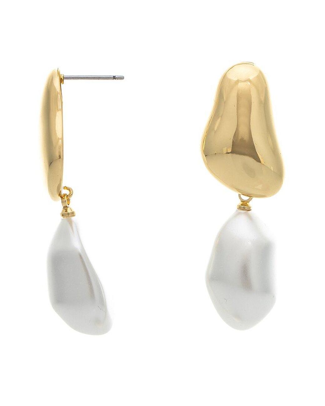 Rivka Friedman White 18K Plated Pearl Earrings