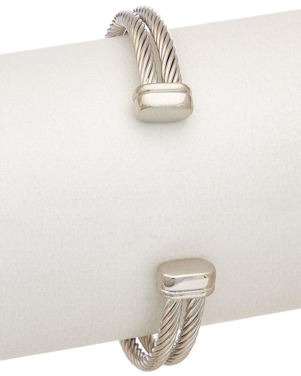 Juvell White 18k Two-tone Plated Cz Twisted Cable Bangle Bracelet