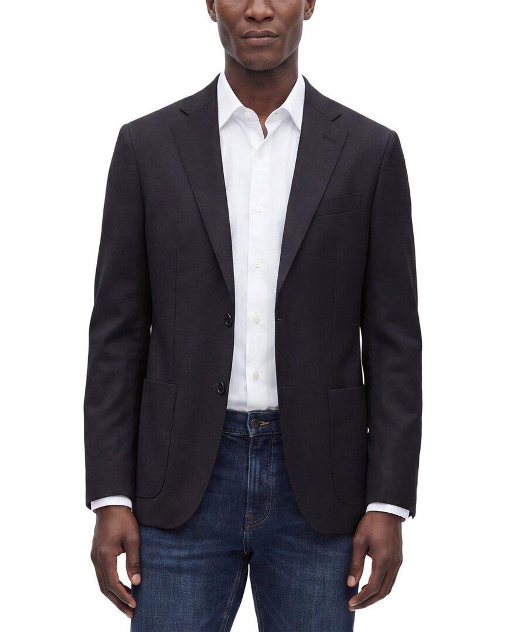 Corneliani Blue Cc Collection Virgin Wool Slim Fit Semi-Lined Blazer for men