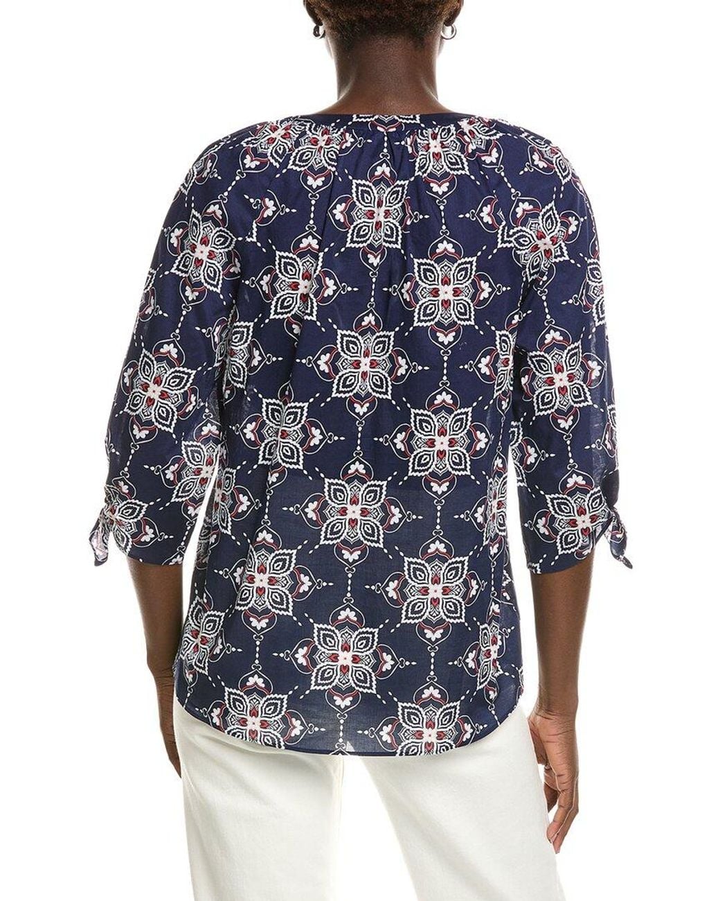 Jones New York Blue Elbow Raglan Sleeve Blouse