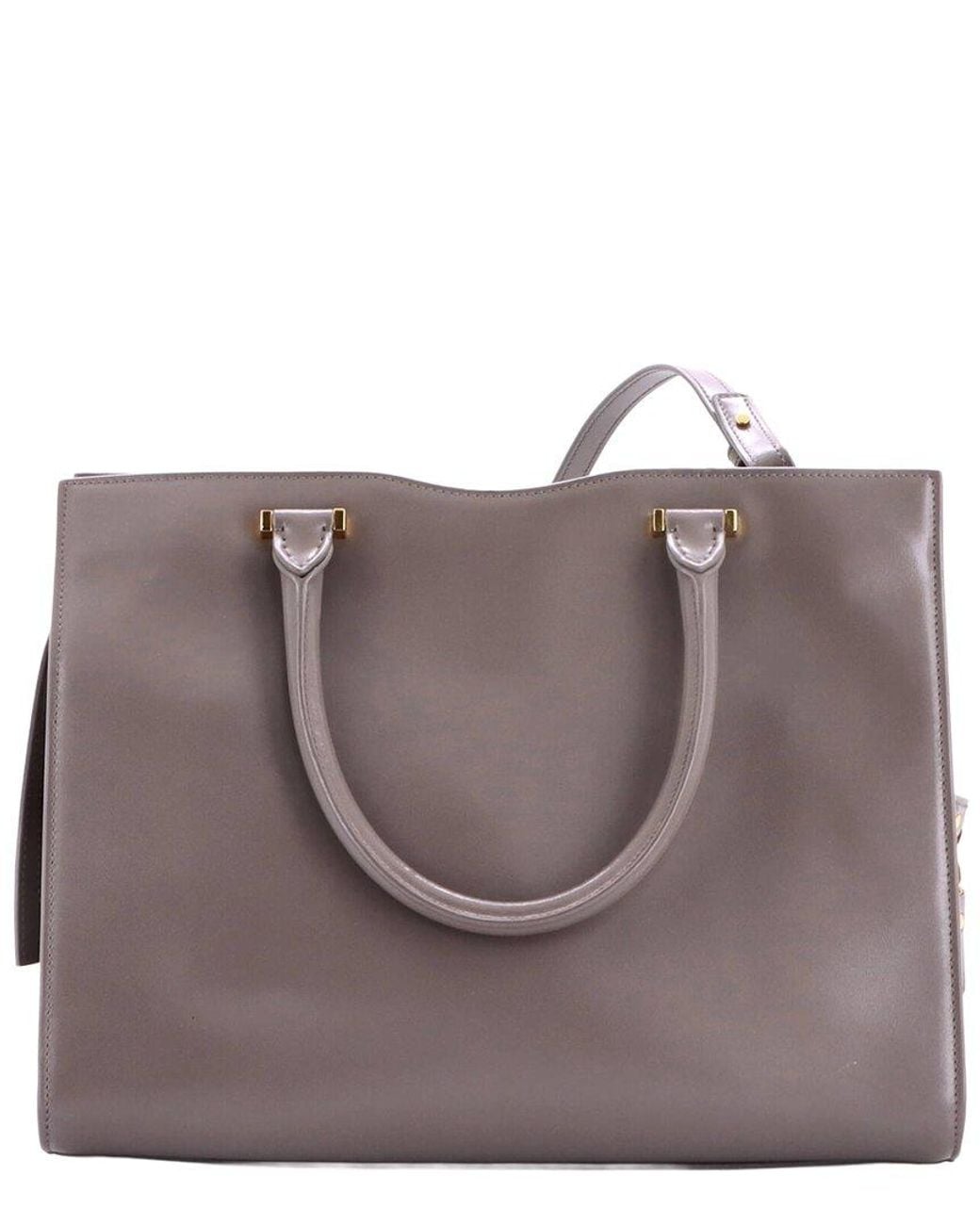 Saint Laurent Gray Leather Uptown Tote Medium (Authentic Pre-Loved)