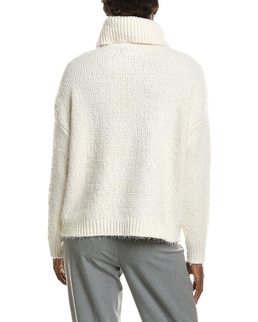 Halston Heritage White Turtleneck Cableknit Sweater
