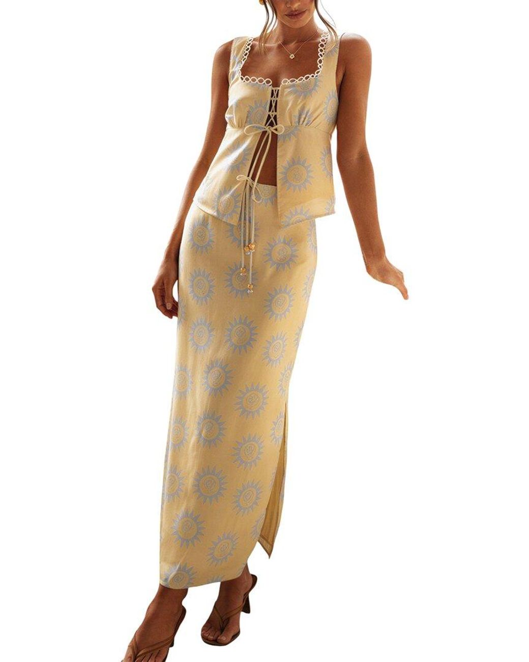 ENJOY PETRA Yellow 2Pc Top & Skirt Set