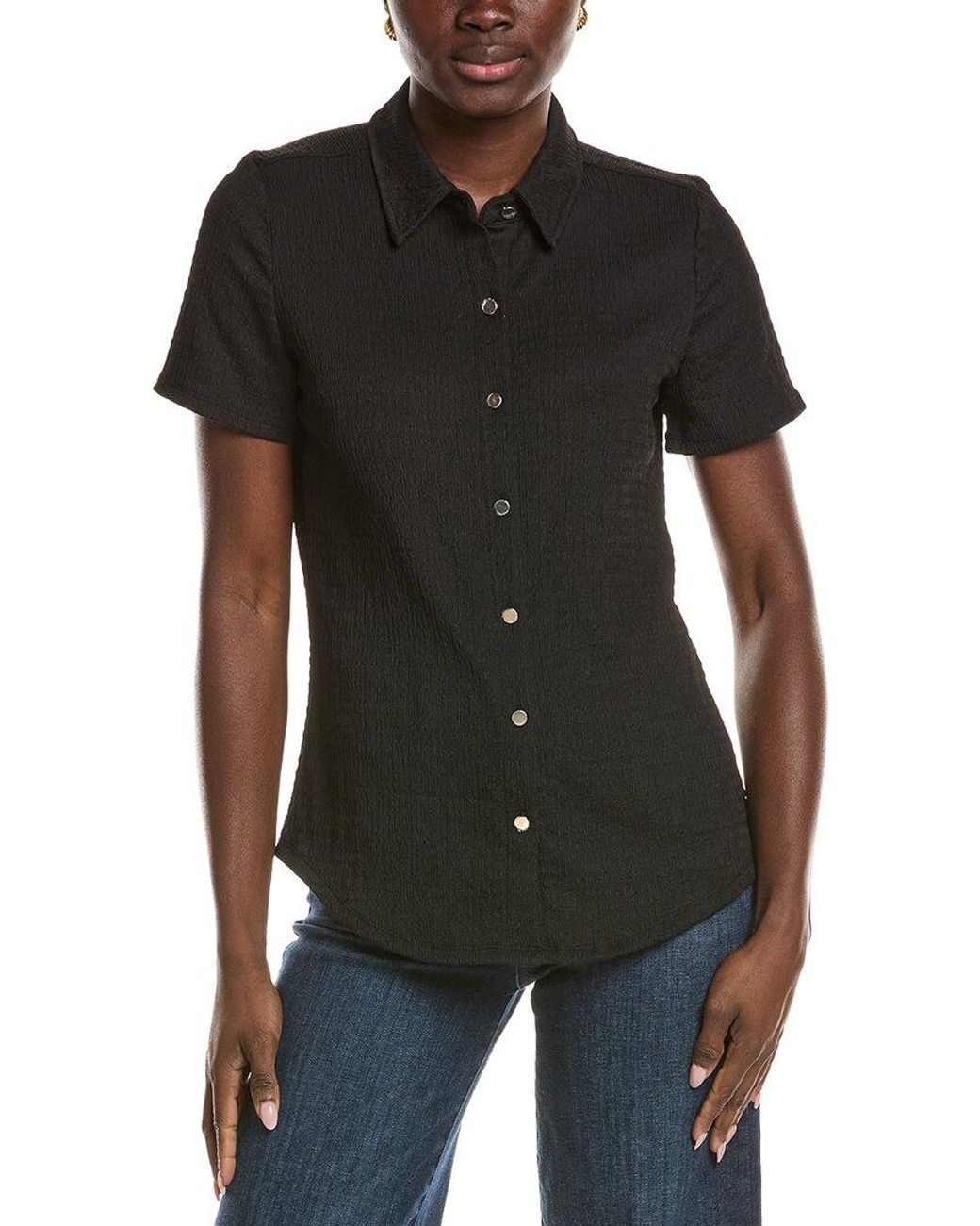 Jones New York Black Textured Shirt