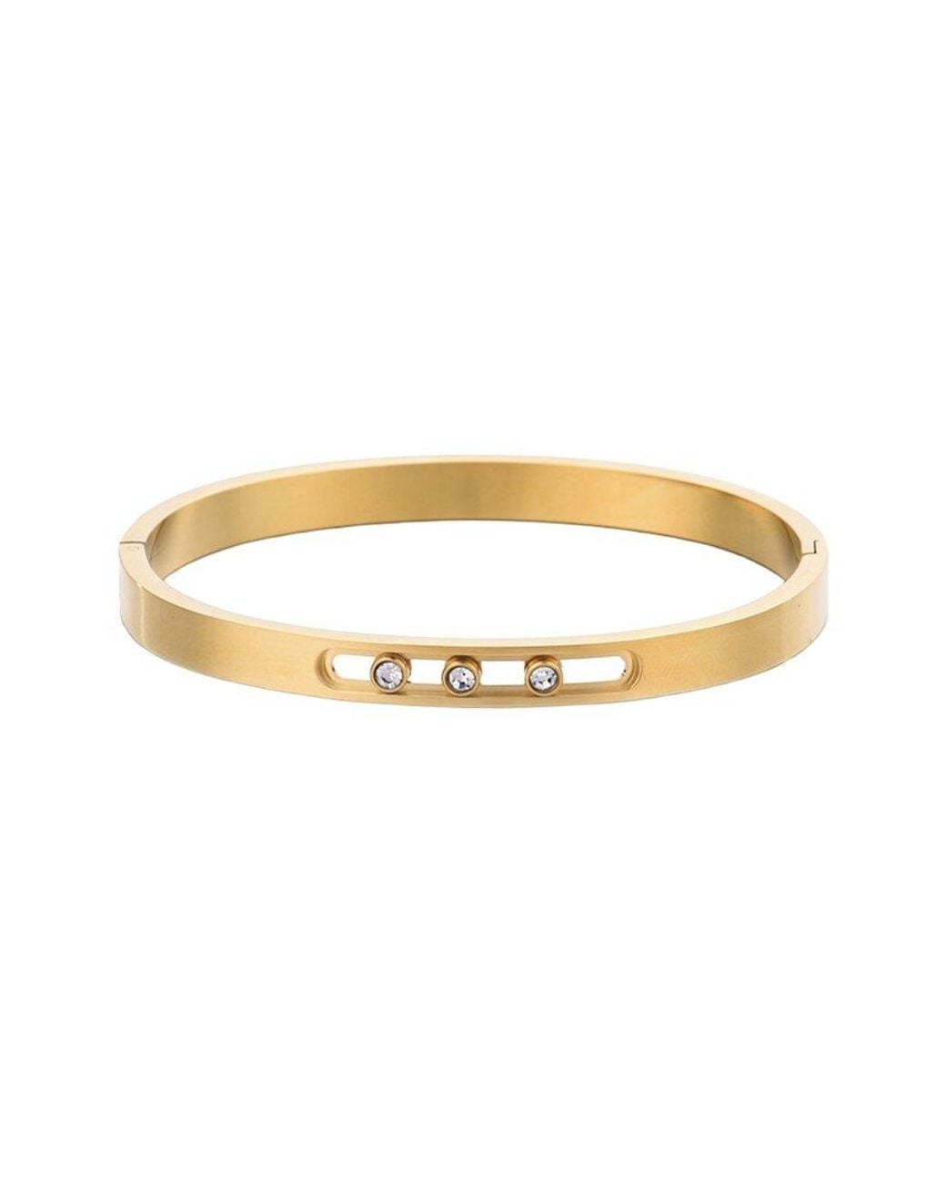 Adornia Metallic 18K Plated Stainless Steel Sliding Stones Cuff Bracelet