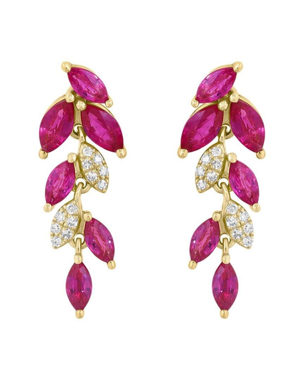 Effy Fine Jewelry Pink 14K Rose 1.50 Ct. Tw. Diamond & Ruby Earrings