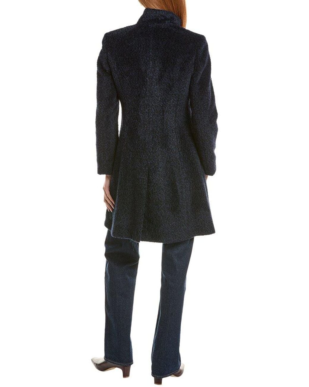 Sofiacashmere Black Sofiacashmere Stand Collar Wool & Alpaca-Blend Coat