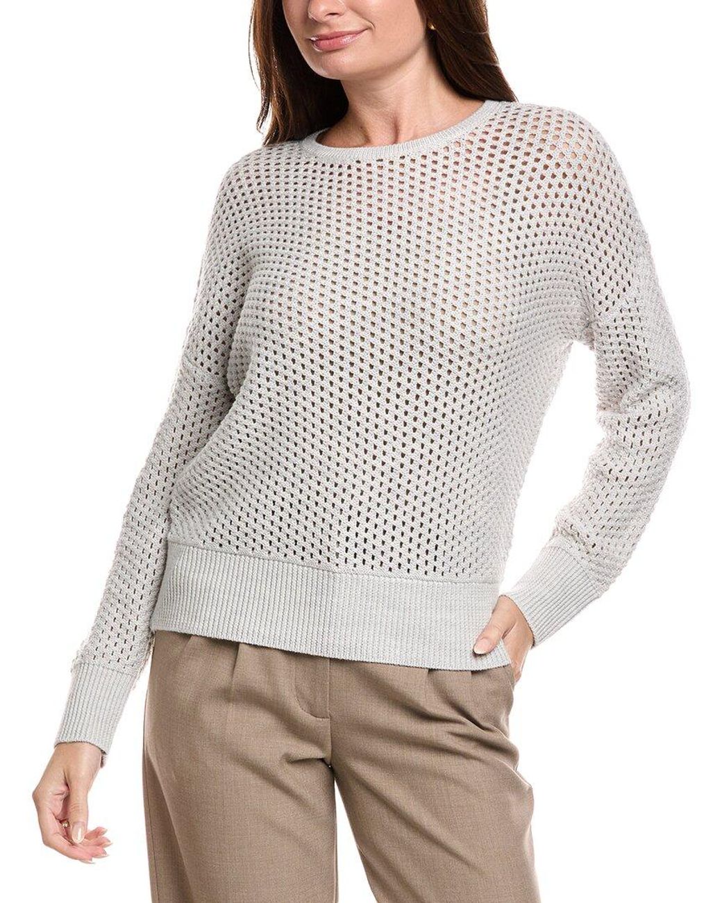 Eileen Fisher Gray Petite Textured Wool Sweater