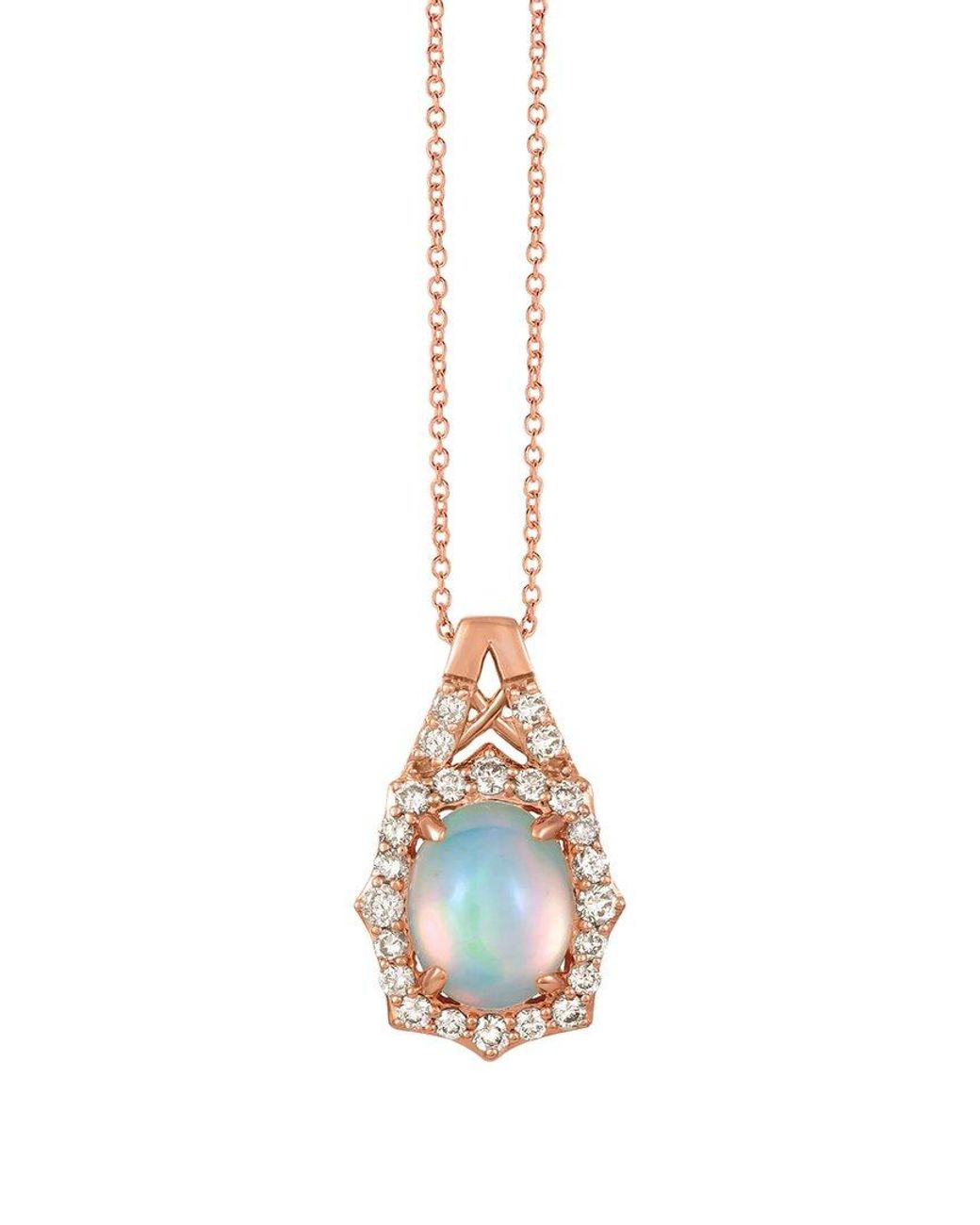 Le Vian White Le Vian 14K Rose 1.70 Ct. Tw. Diamond & Opal Pendant