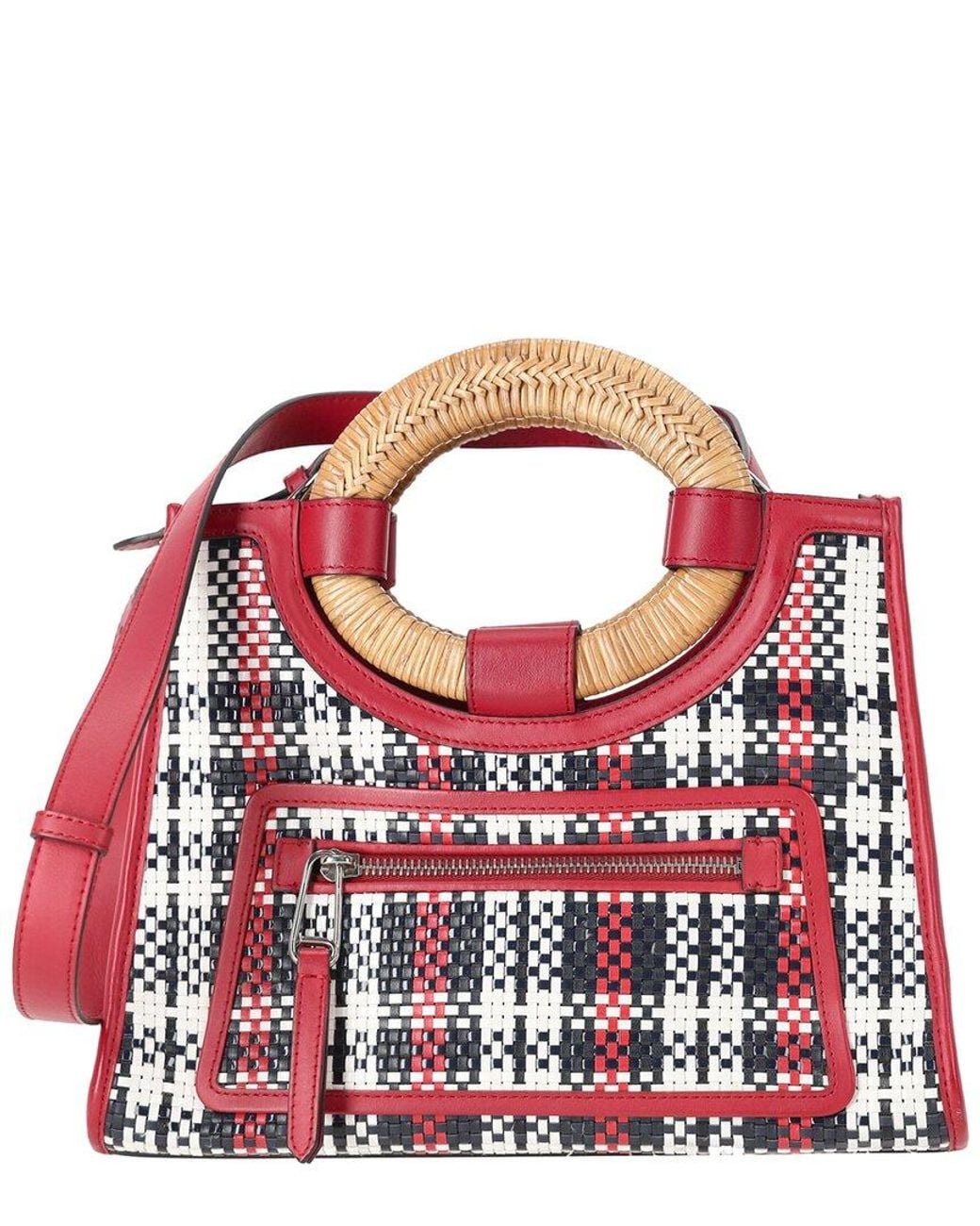 Fendi Red Runaway Plaid Shopper Tote Bag (Authentic Pre-Loved)