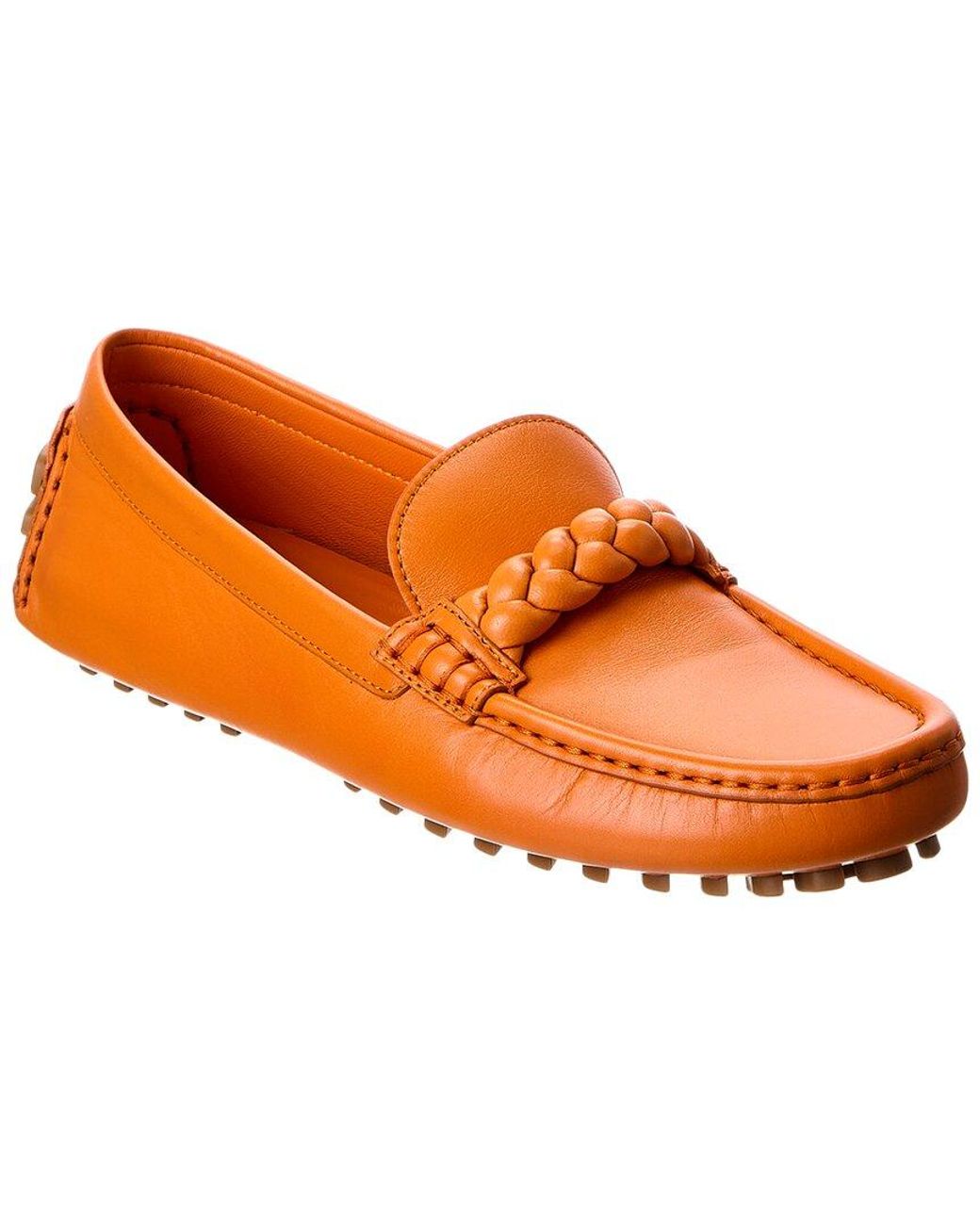 Gianvito Rossi Orange Monza Leather Loafer