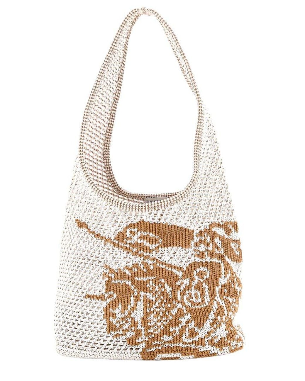 Burberry White Crochet Ekd Shoulder Bag Small (Authentic Pre-Loved)