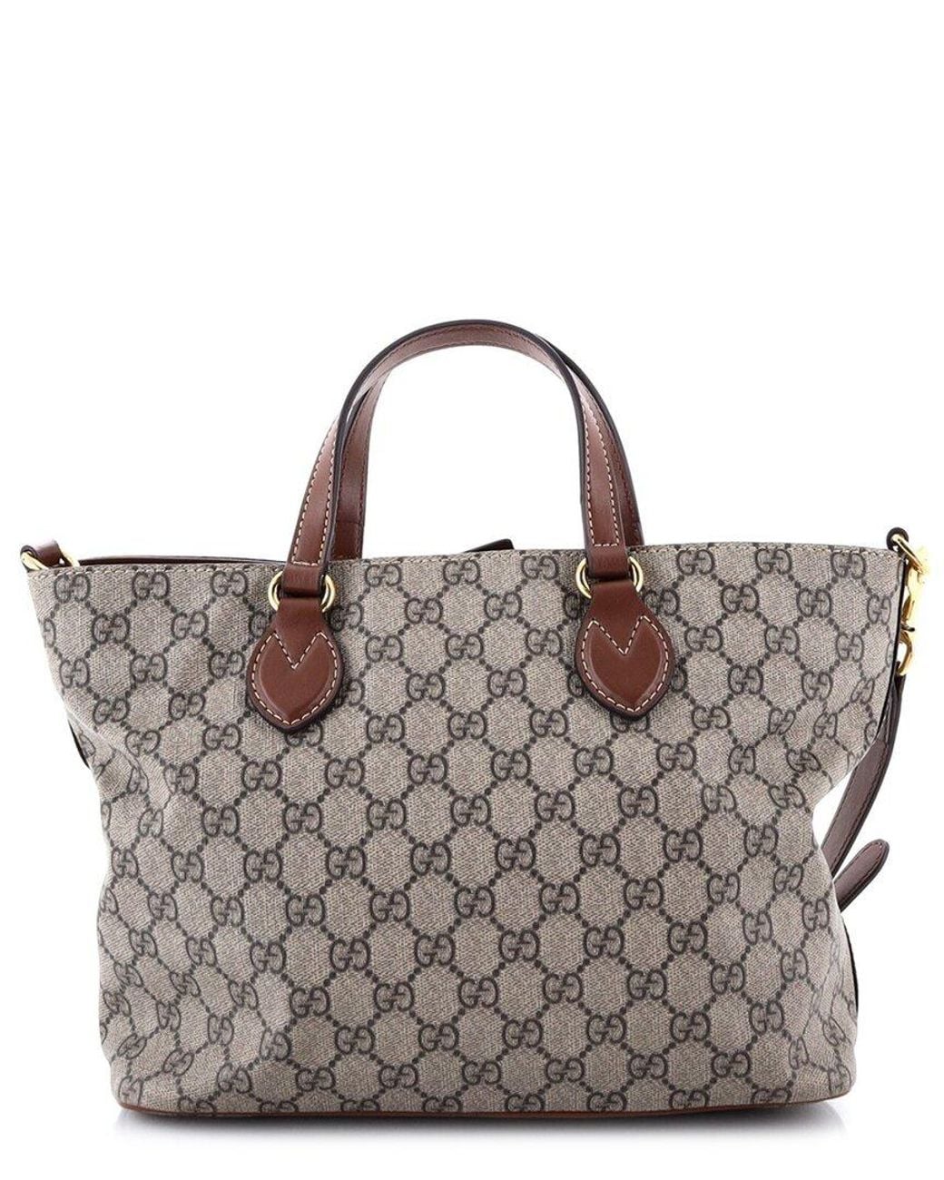 Gucci Metallic Gg Coated Canvas & Leather Convertible Soft Tote Small (Authentic Pre-Loved)