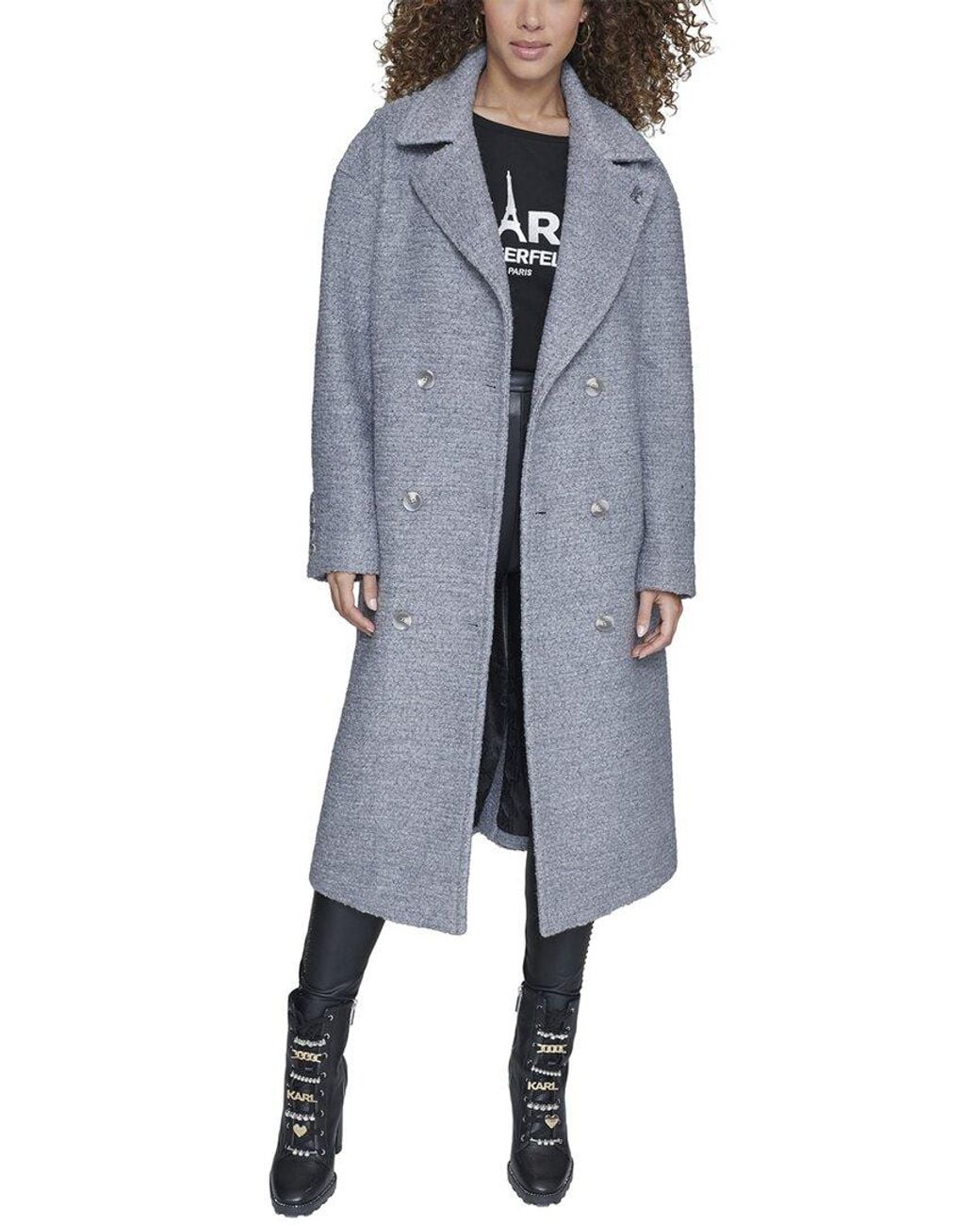 Karl Lagerfeld Blue Wool-Blend Coat