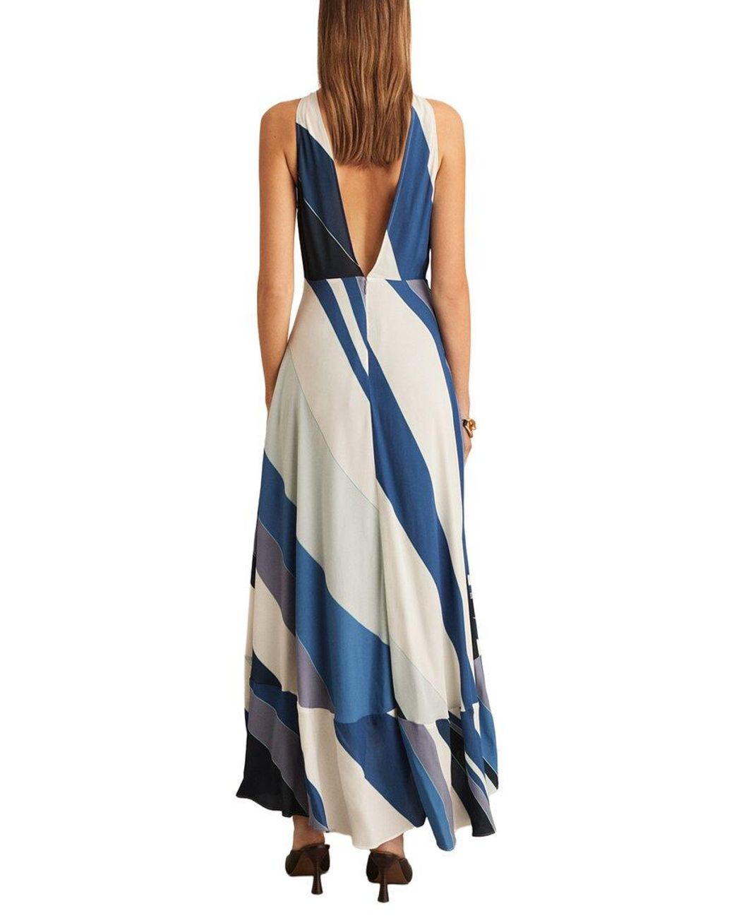 Reiss Blue Imogen Stripe Maxi Dress
