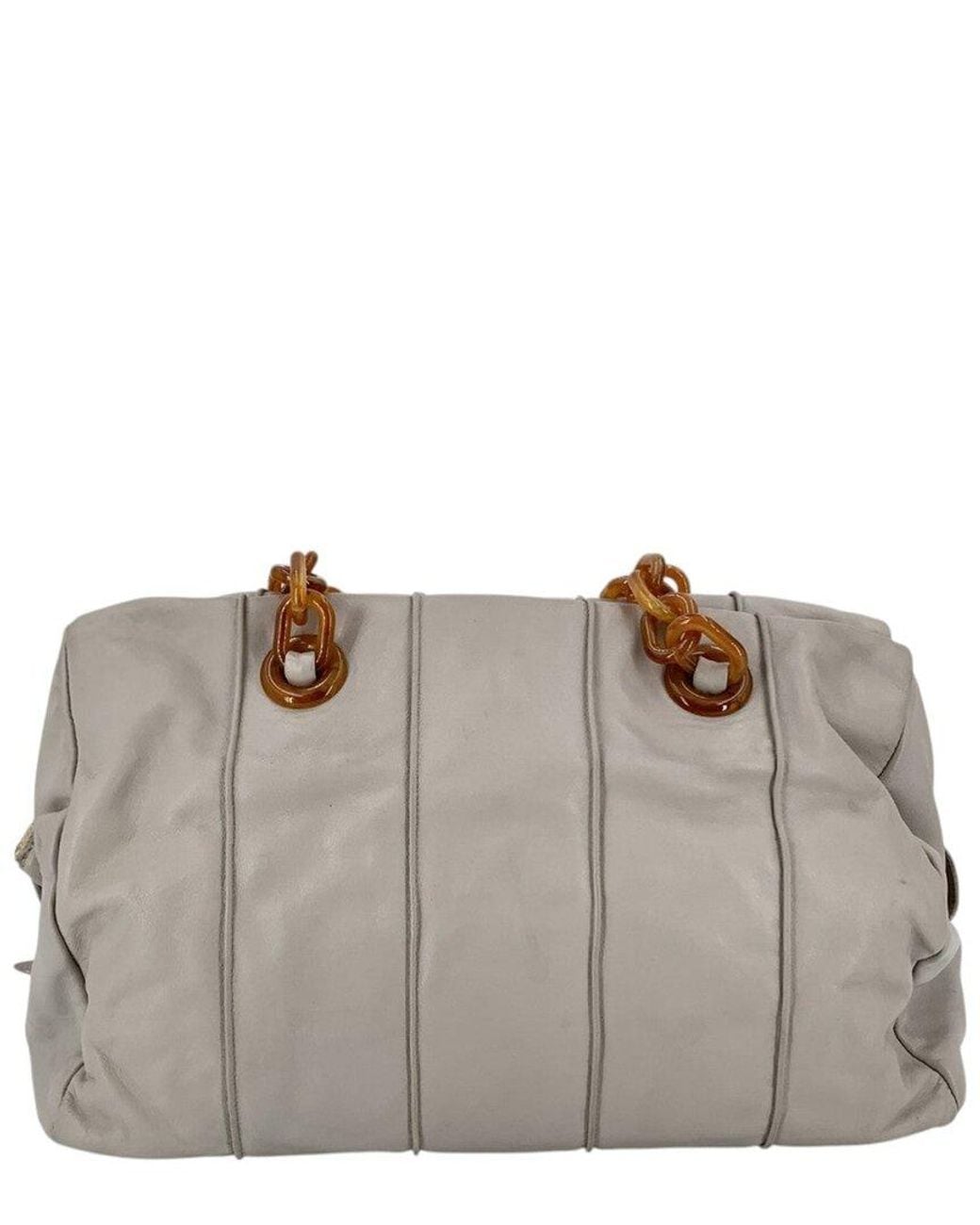 Prada Gray Leather Shoulder Bag Bl0789 (Authentic Pre-Loved)
