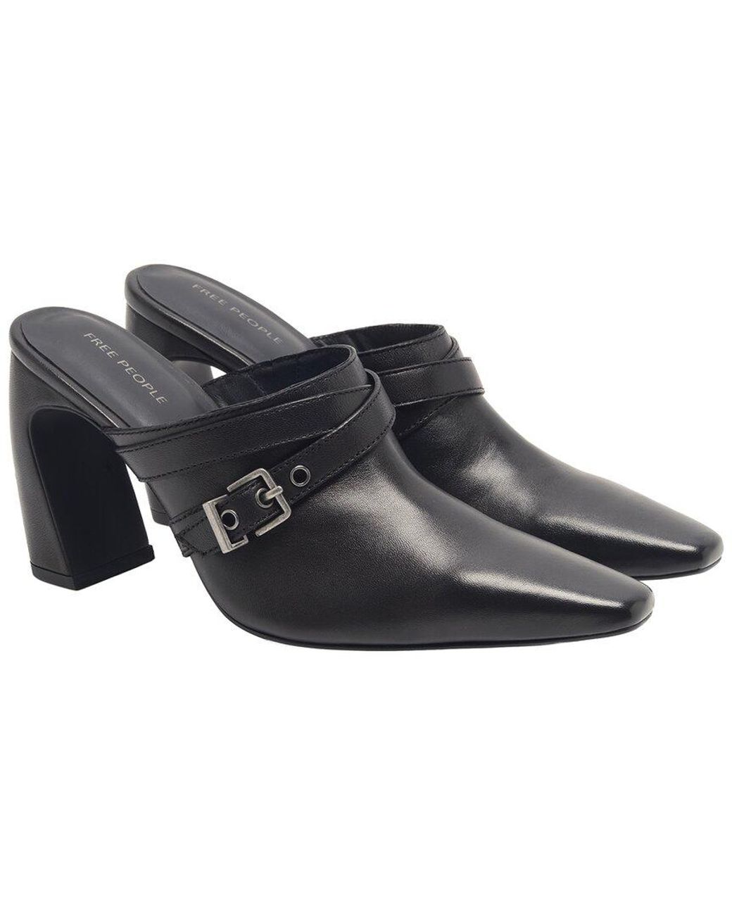 Free People Black Date Night Leather Mule