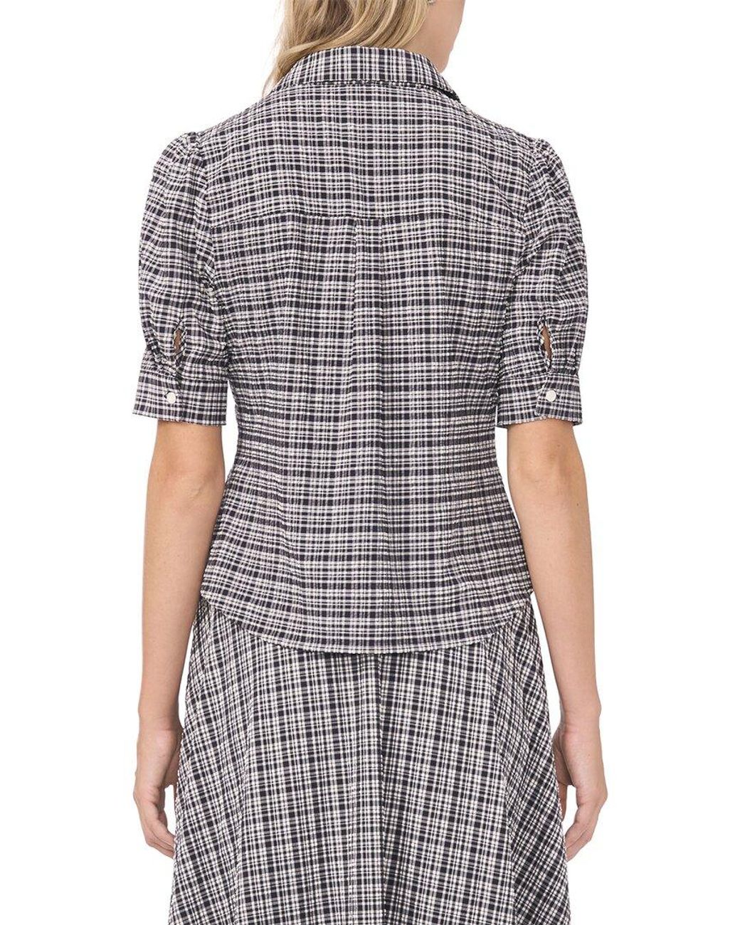Vince Camuto Gray Puff Shoulder Button Down Shirt