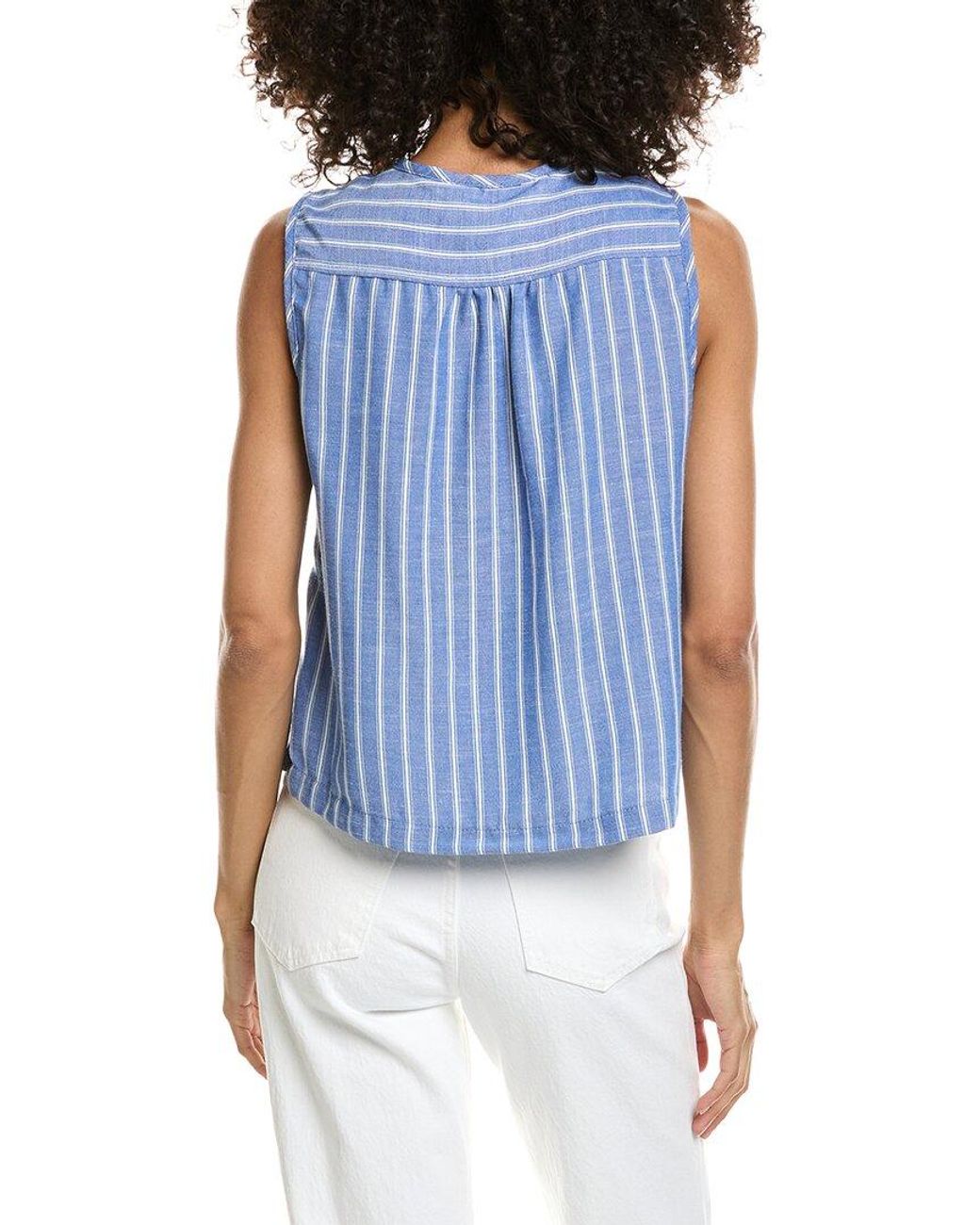 Max Studio Blue Pleated Button Front Blouse