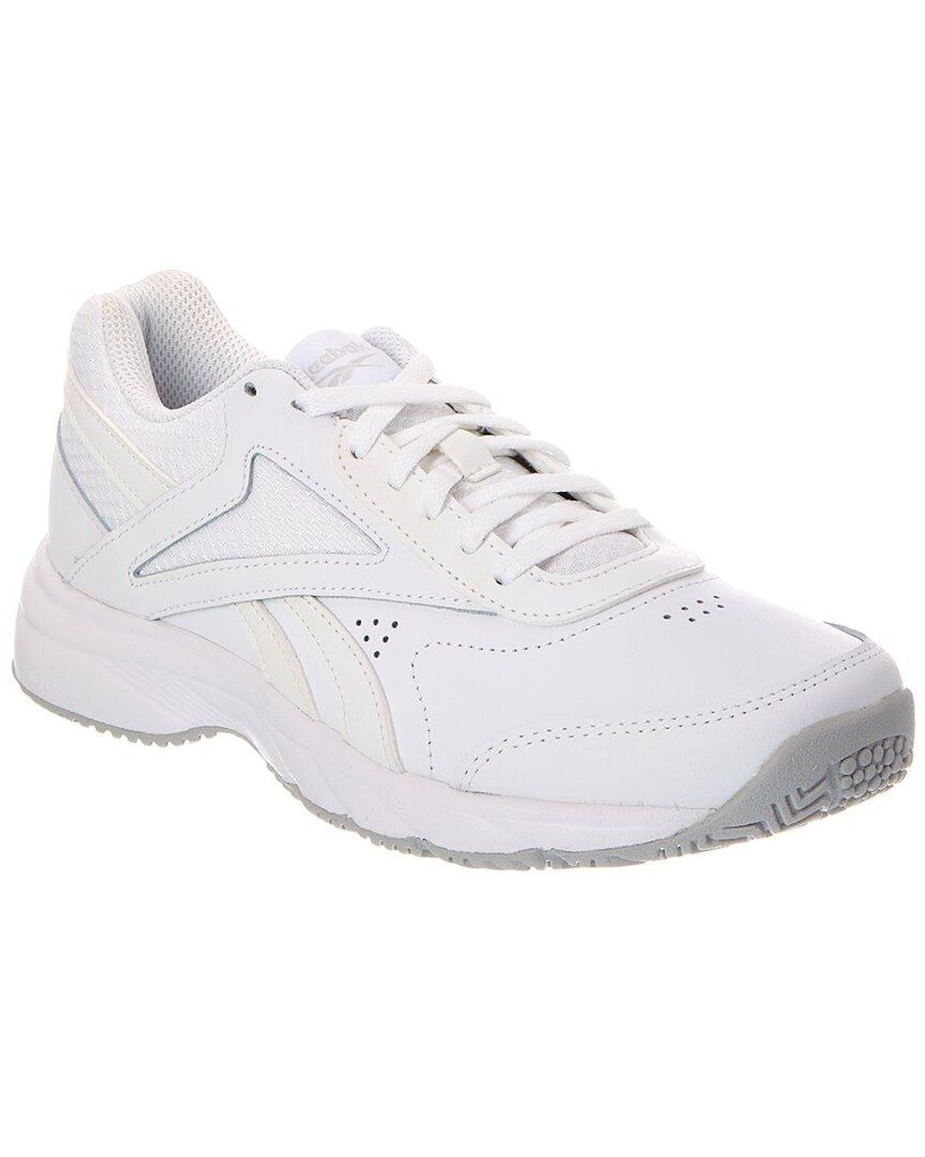 Reebok White Fitness Core Walking Leather-Trim Sneaker