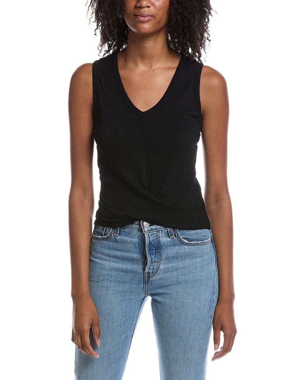 Michael Stars Black Maggie Wrap Crop Tank Top