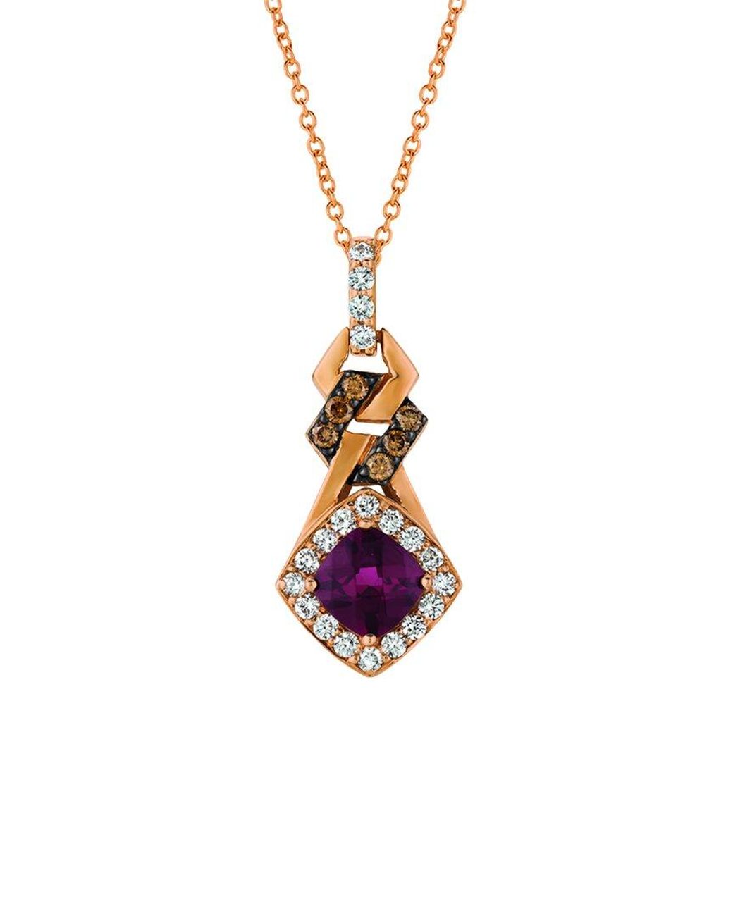 Le Vian White 14K Rose 1.27 Ct. Tw. Diamond & Rhodolite Pendant