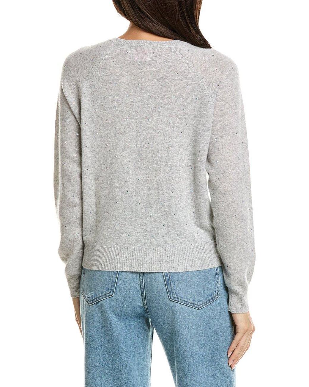 Brodie Cashmere Gray Sparkle Mini 100% Cashmere Sweater