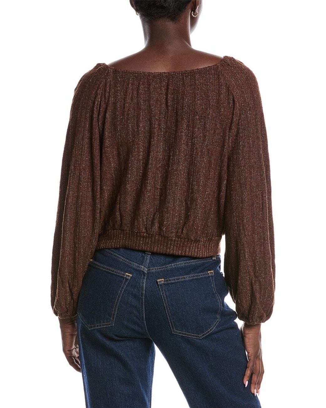 Project Social T Brown Piece Of My Heart Textured Button Front Top