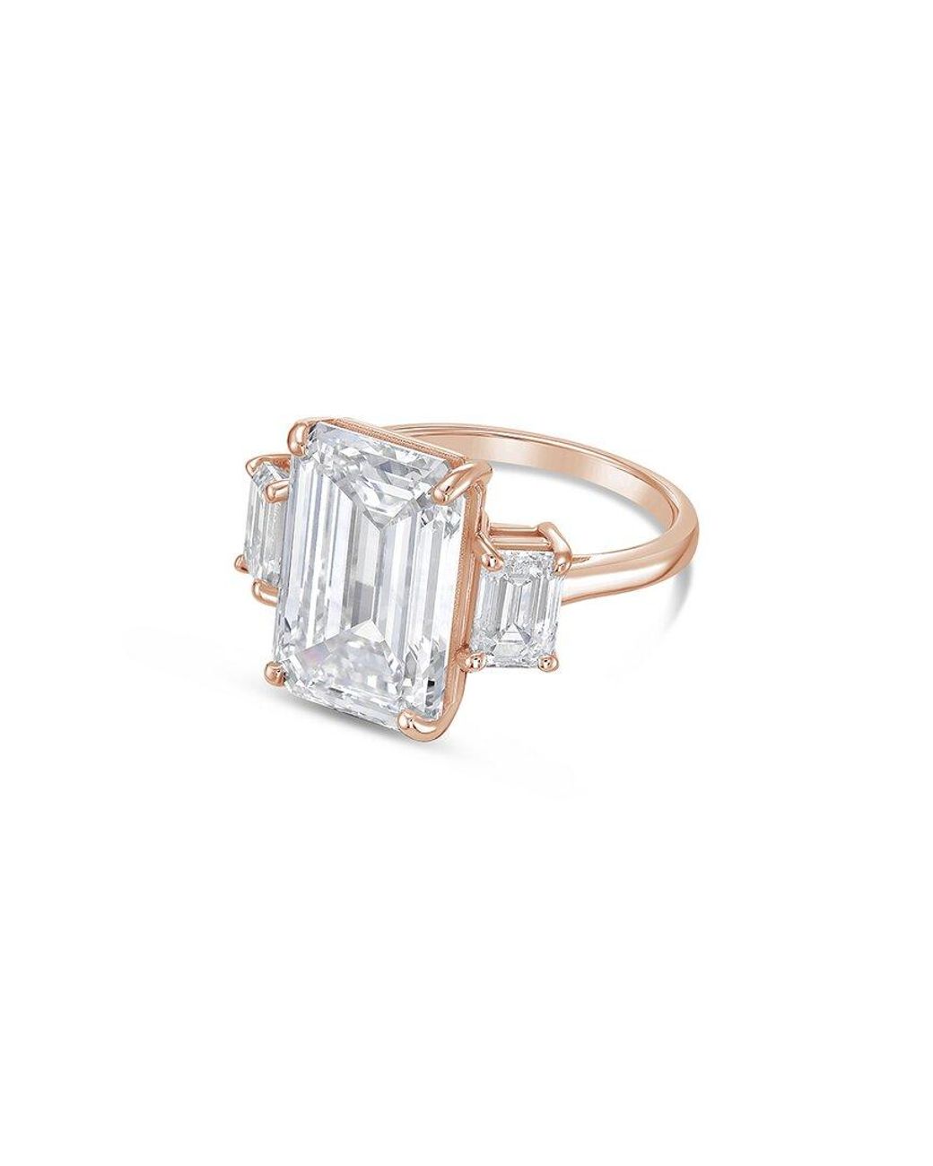 Diana M White Diana M. 14K Rose 3.50 Ct. Tw. Lab-Grown Diamond Three-Stone Ring