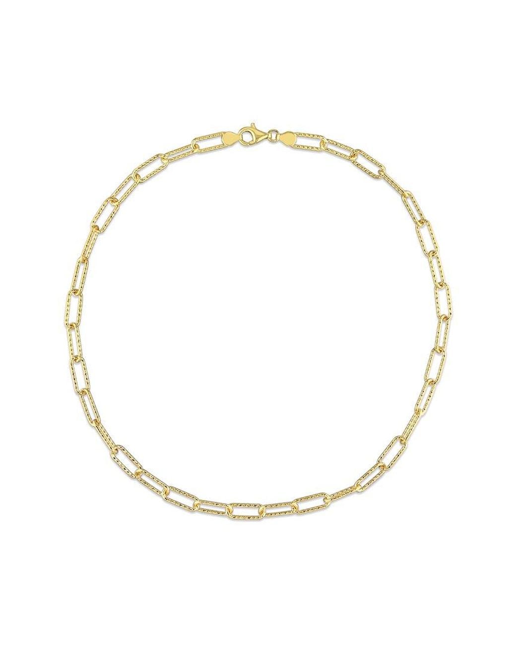 Italian Silver Metallic 18k Over Paperclip Chain Necklace