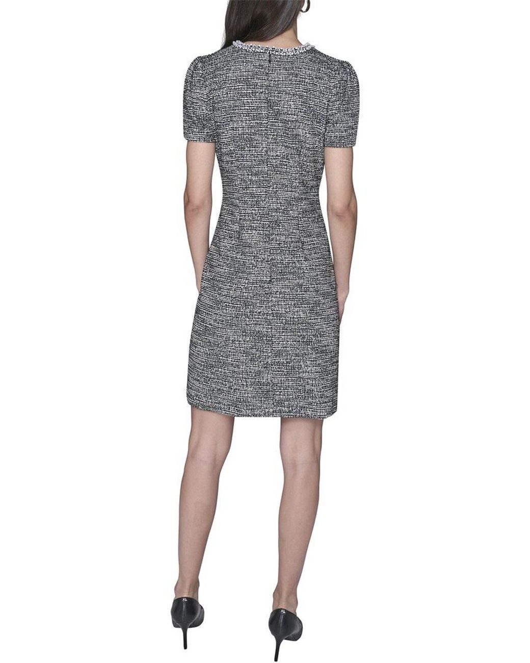Karl Lagerfeld Gray Tweed Shift Dress