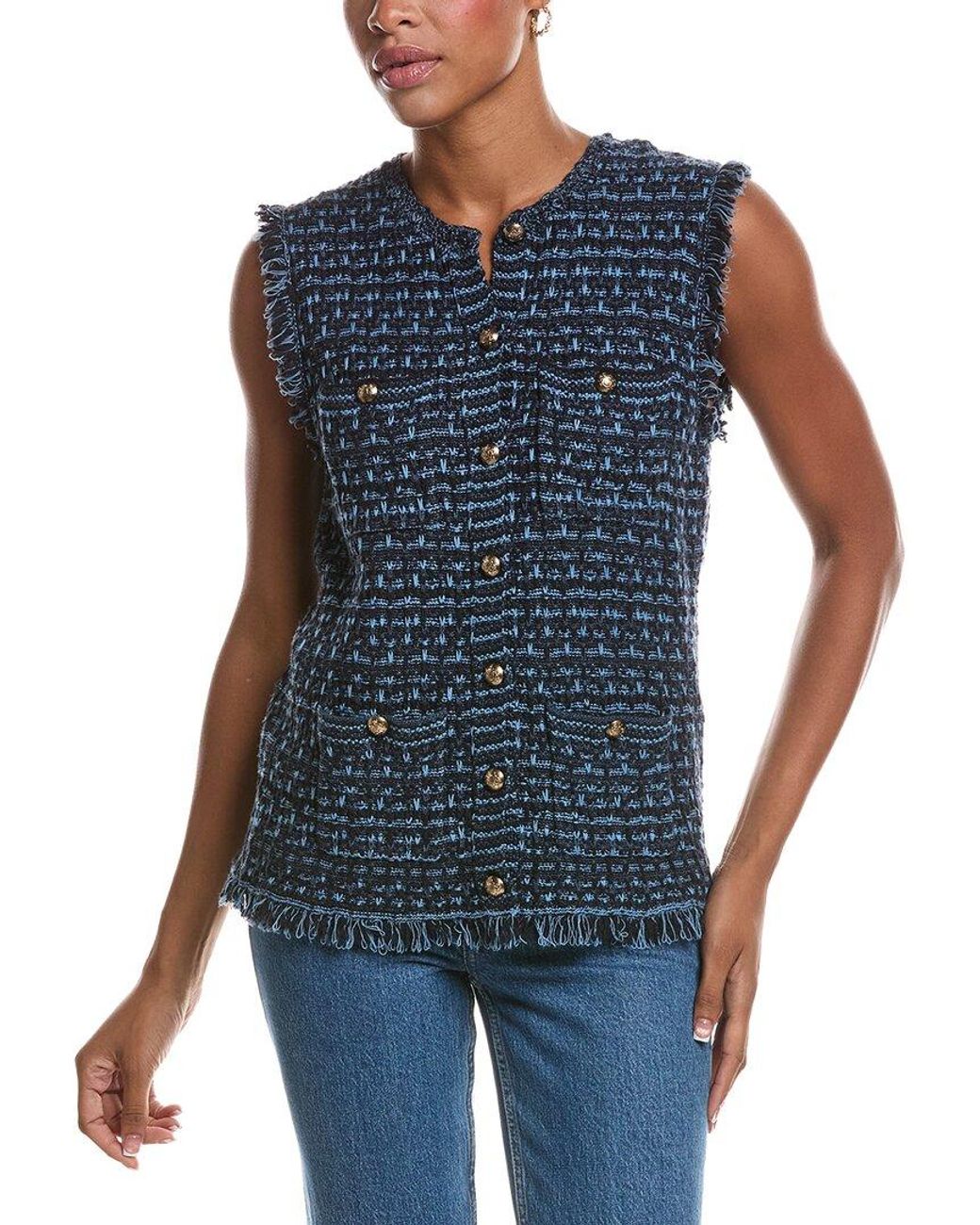 Autumn Cashmere Blue Long Tweed Vest