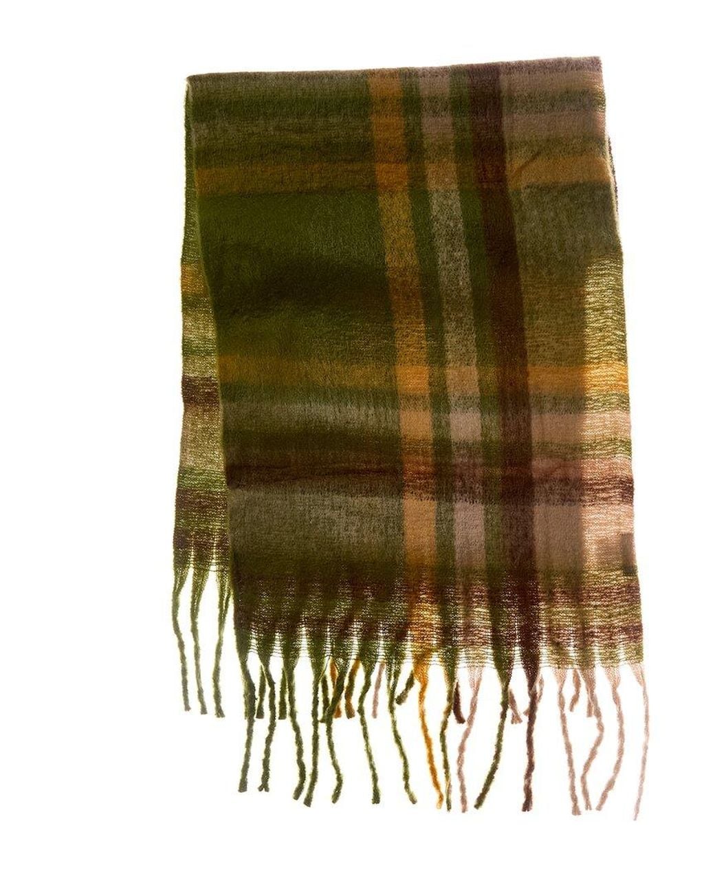 La Fiorentina Green Plush Fringe Scarf