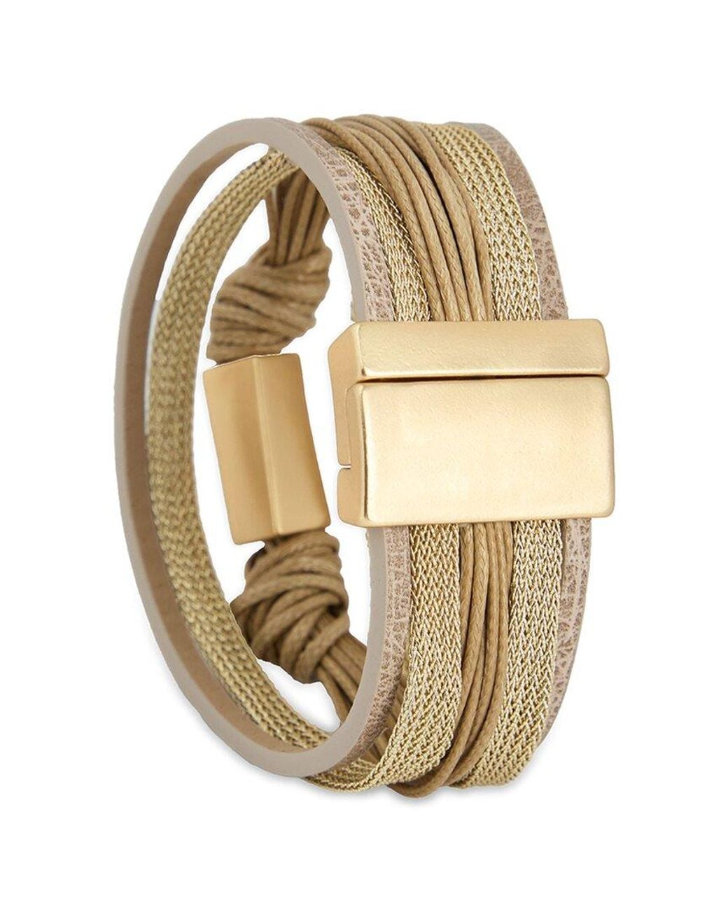 Saachi Metallic Khaki Cord Leather Bracelet
