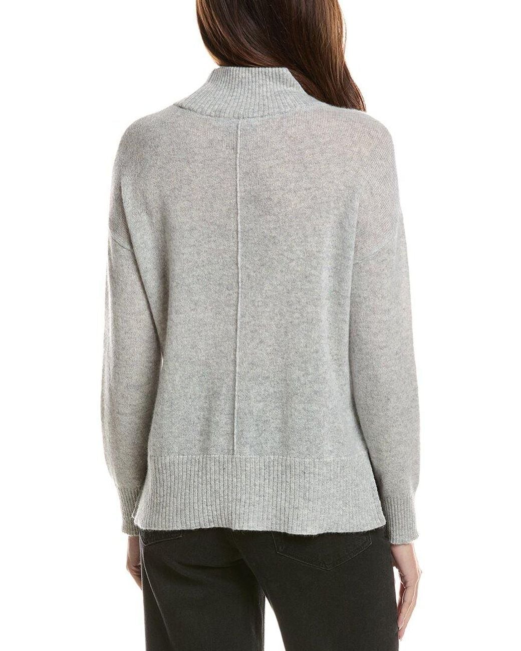 Hannah Rose Gray Basic Mock Neck 100% Cashmere Sweater