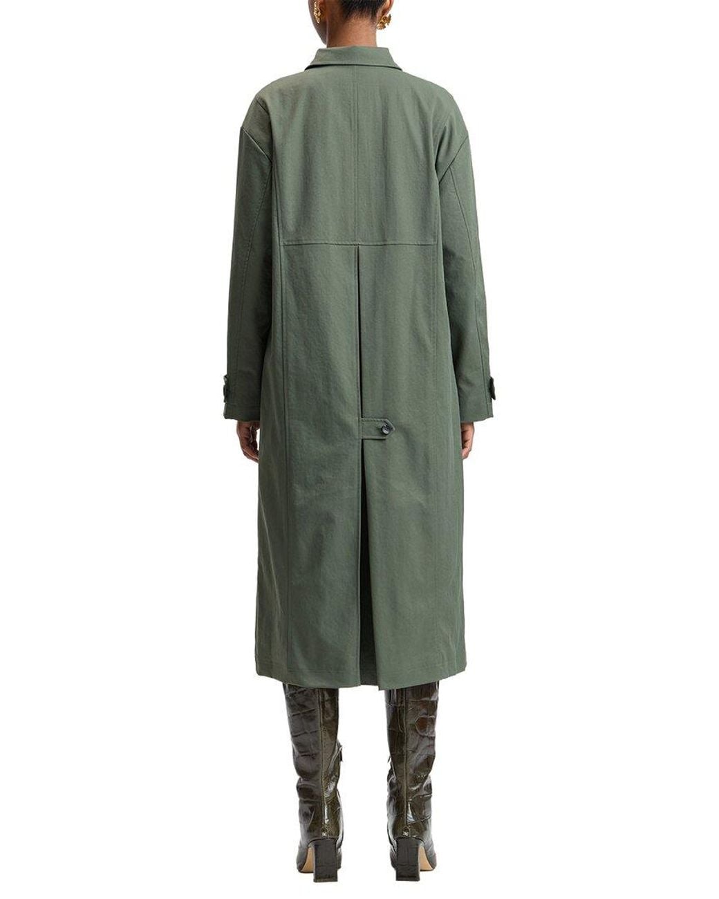 Avec Les Filles Green Stand Collar Trench Coat