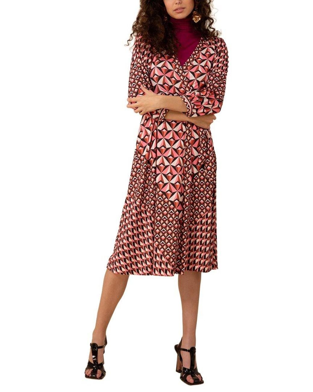 Hale Bob Red Faux Wrap Dress