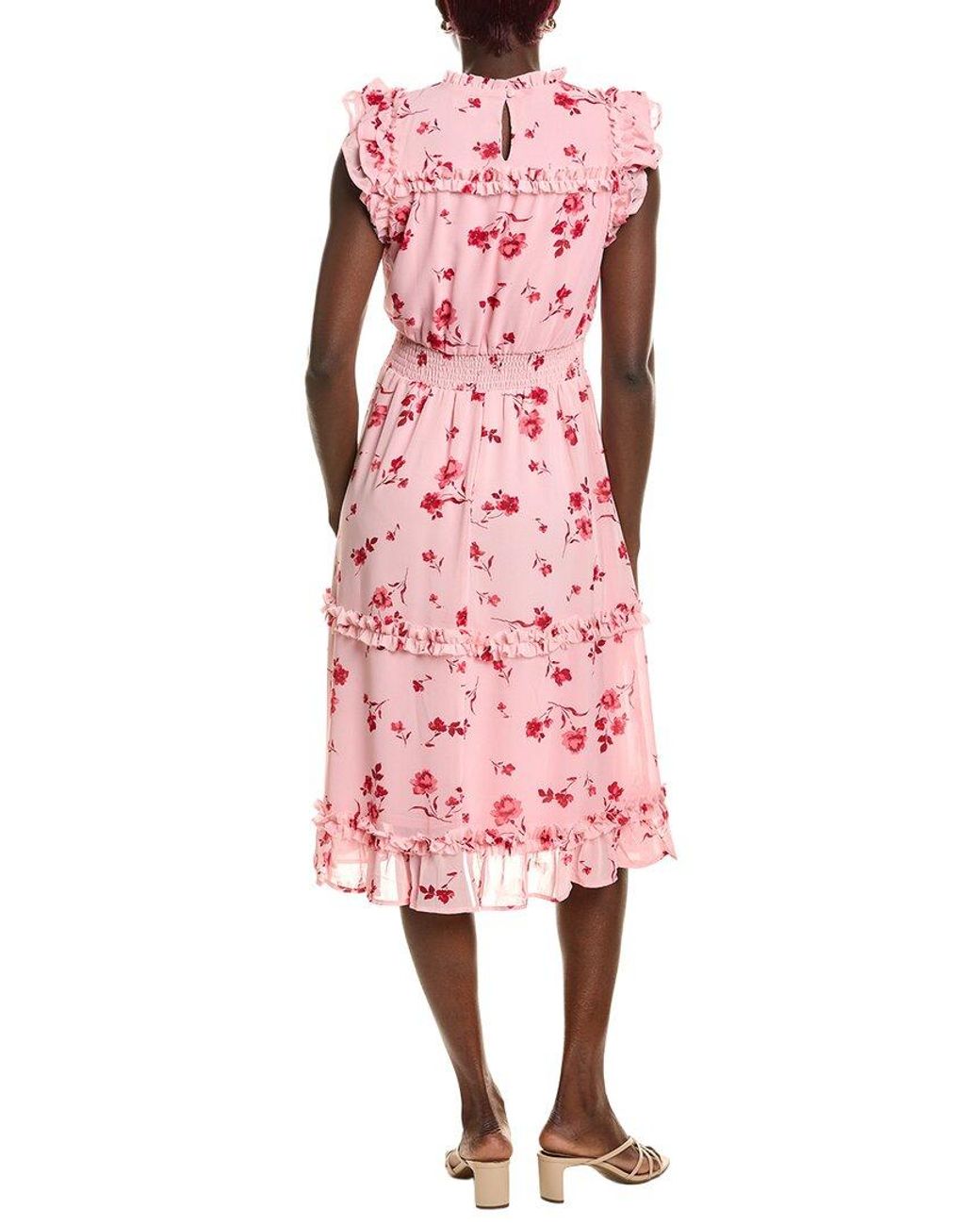 Cece Red Printed Midi Dress