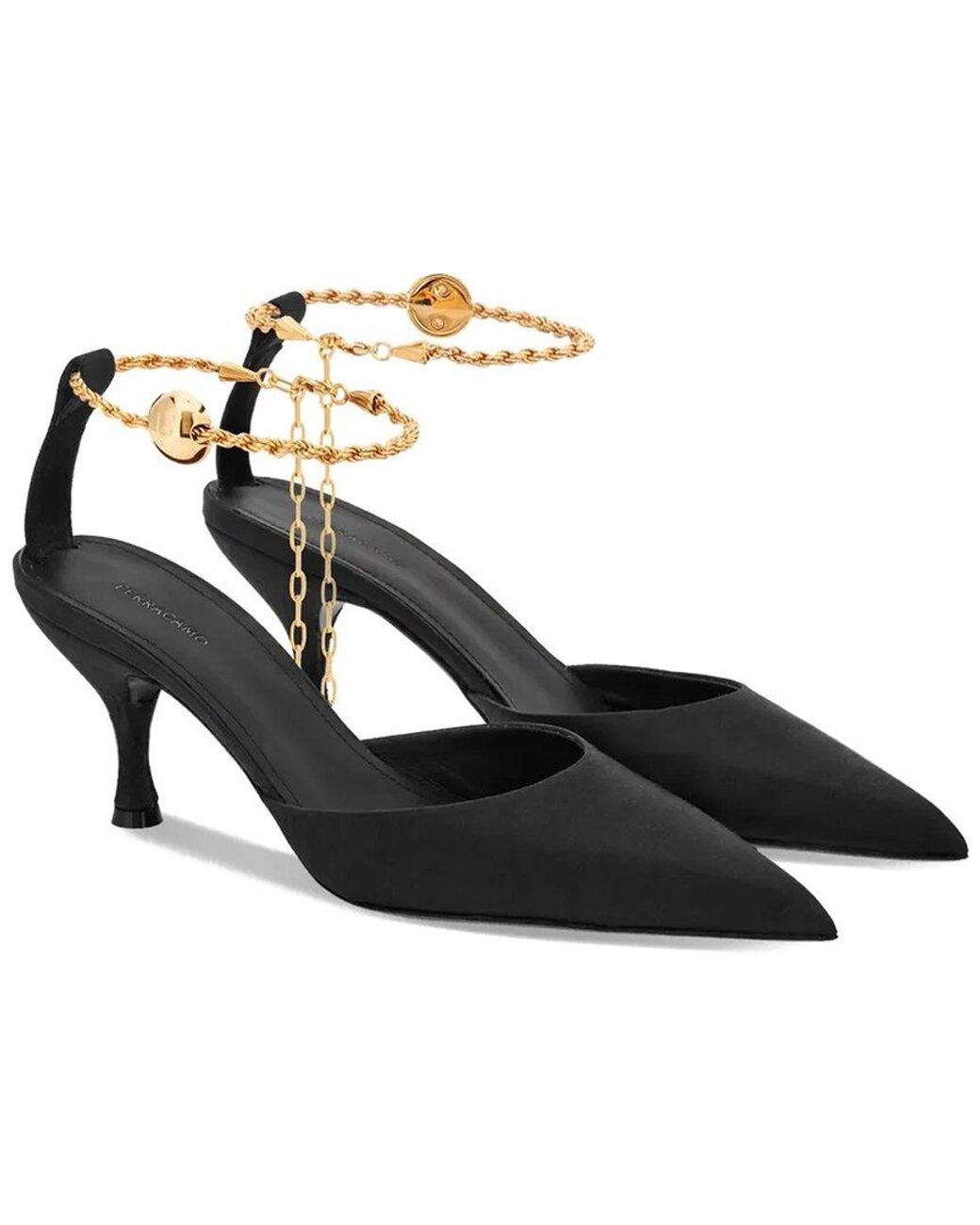 Ferragamo Black 70Mm Cable-Link Leather Chain Pump