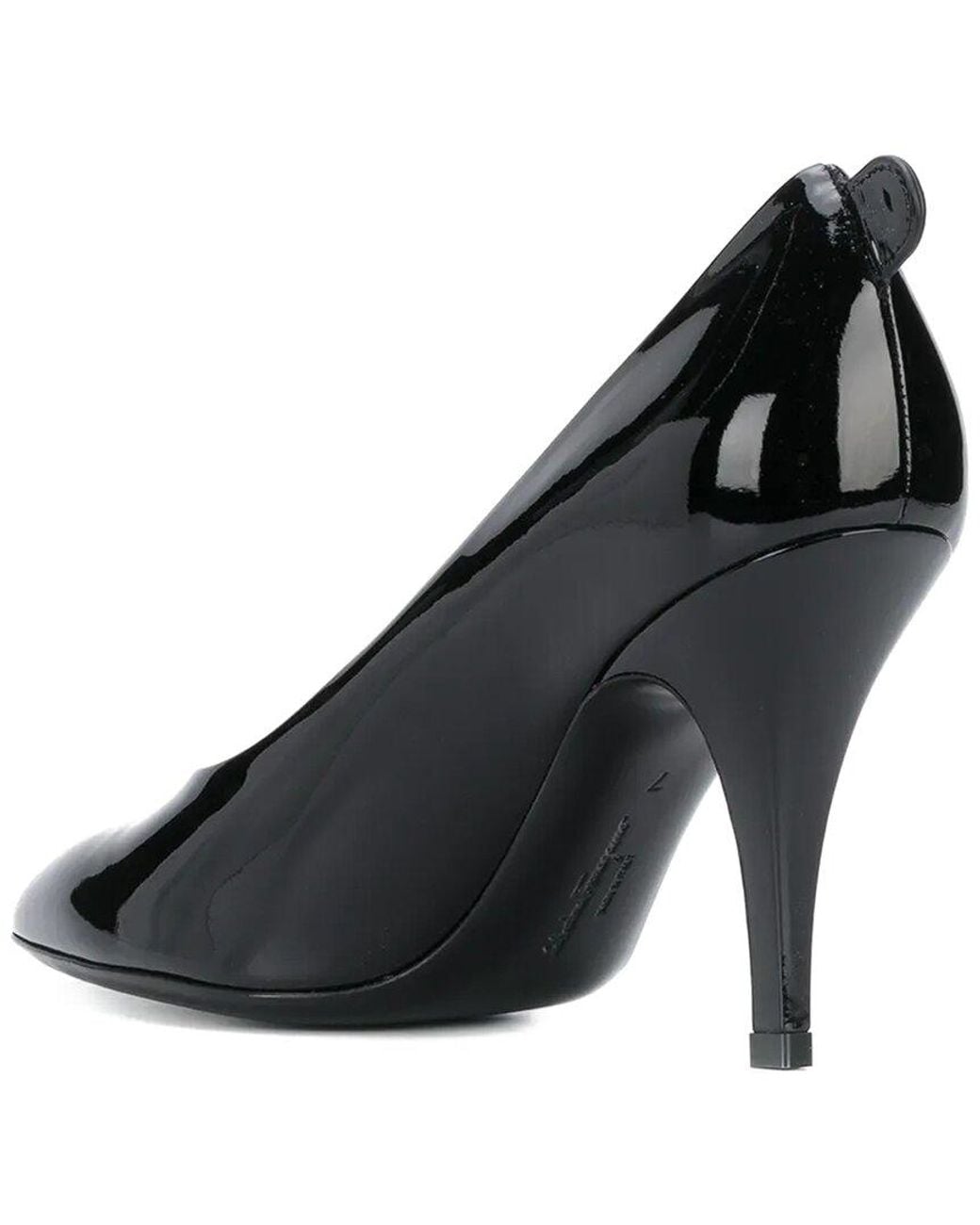 Ferragamo Black Almond-Toe Leather Pump