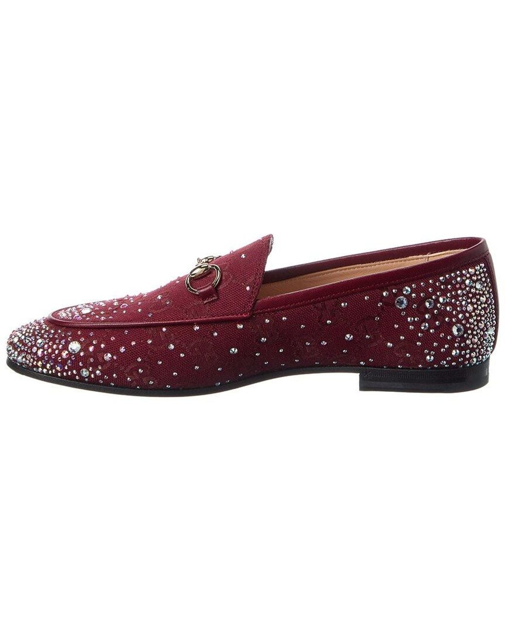 Gucci Red Jordaan Gg Canvas Loafer