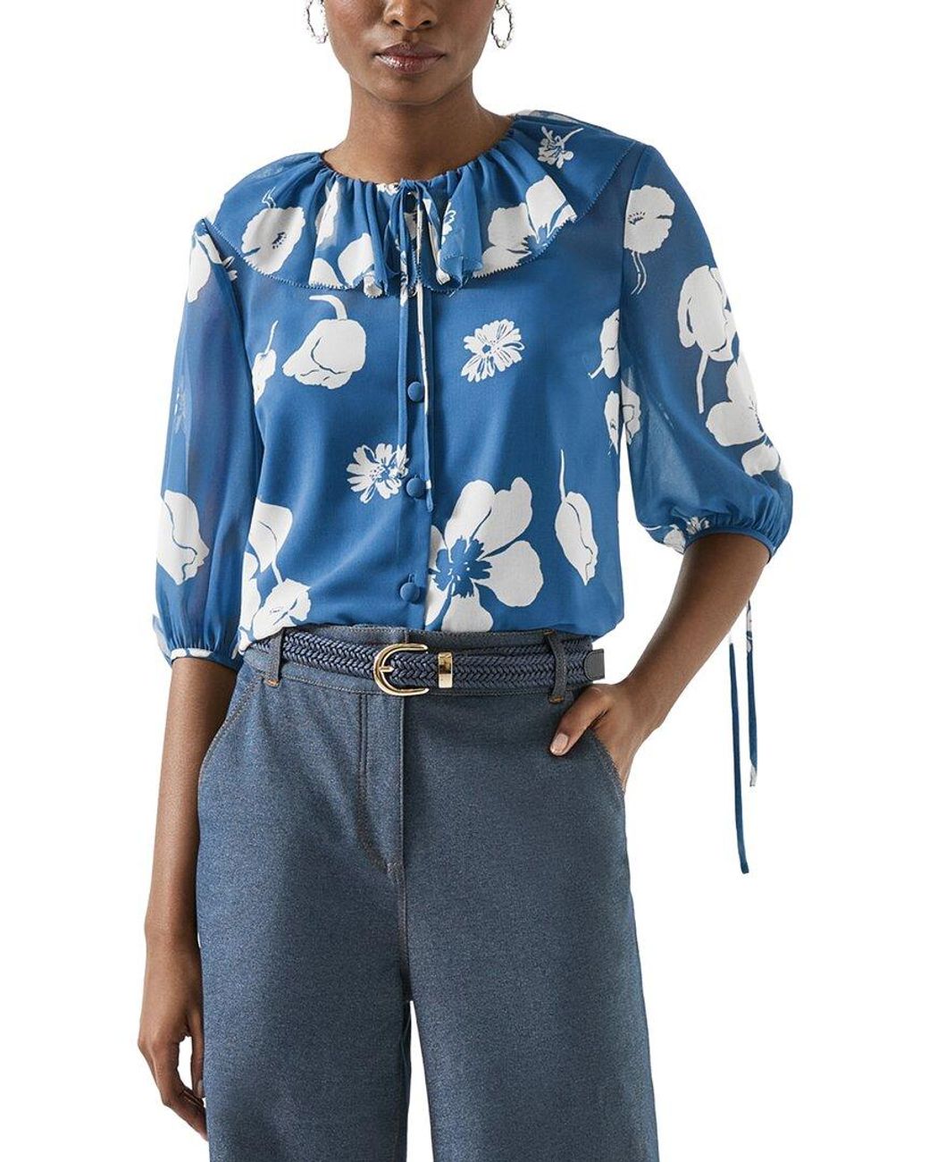 L.K.Bennett Blue Rumi Blouse