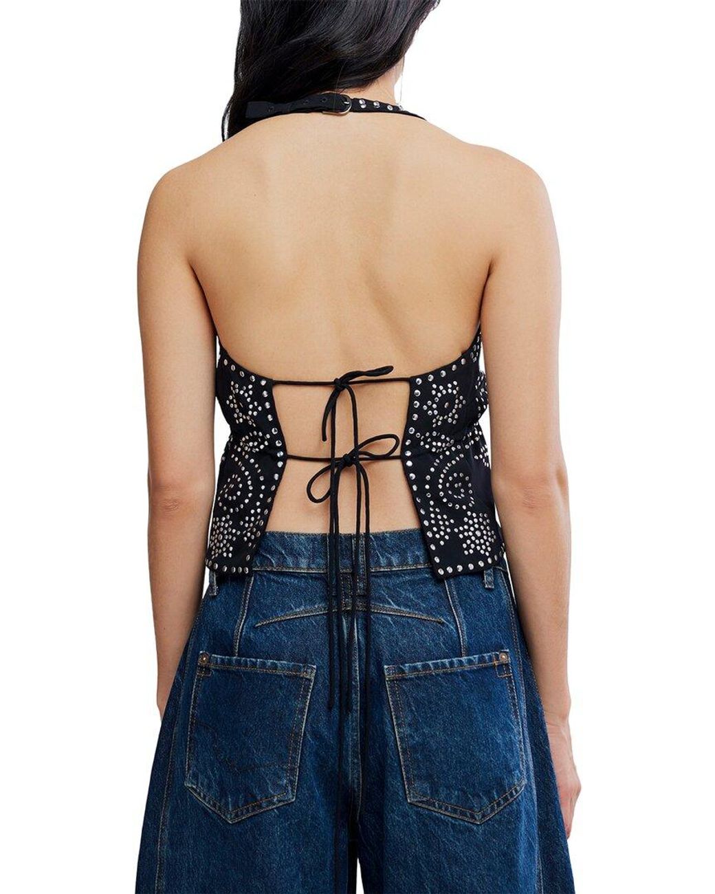 Free People Blue Kenzie Studded Top