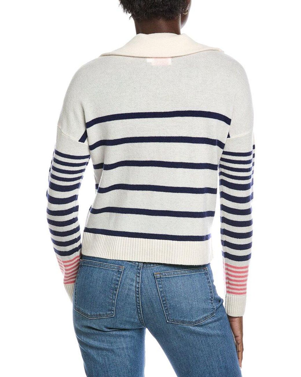 Brodie Cashmere White 1/4-Zip Wool & Cashmere-Blend Polo Sweater
