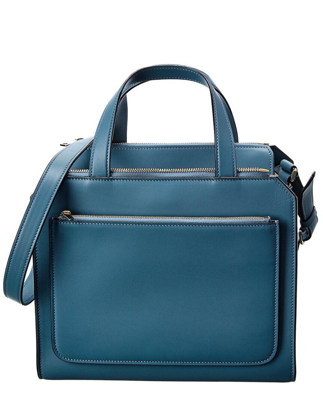 Valextra Blue Passepartout Medium Leather Tote
