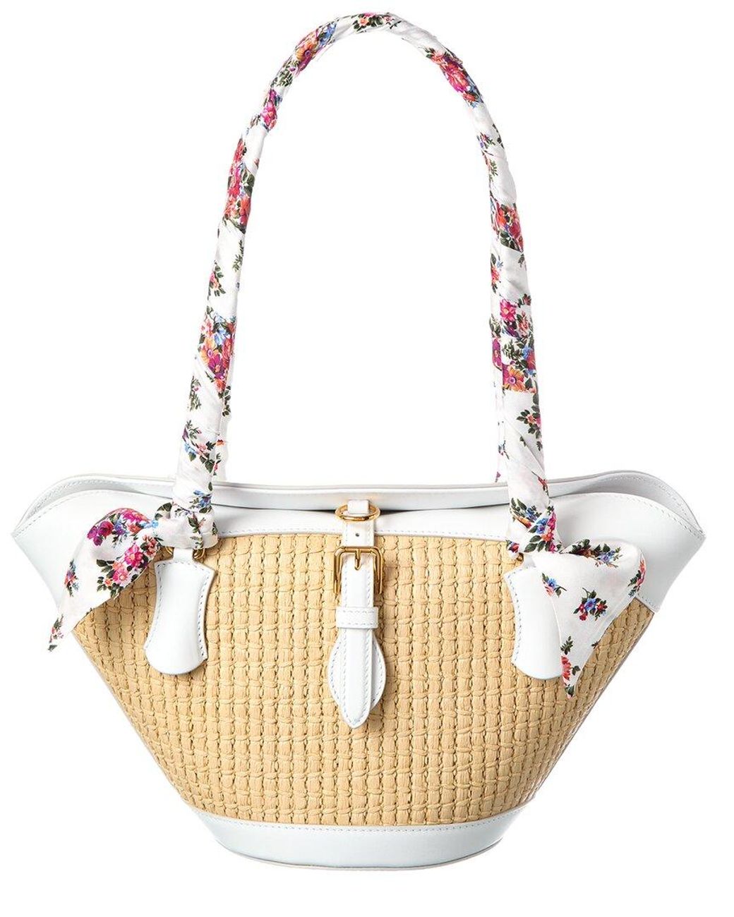 Dolce & Gabbana Metallic Capri Raffia & Leather Shoulder Bag