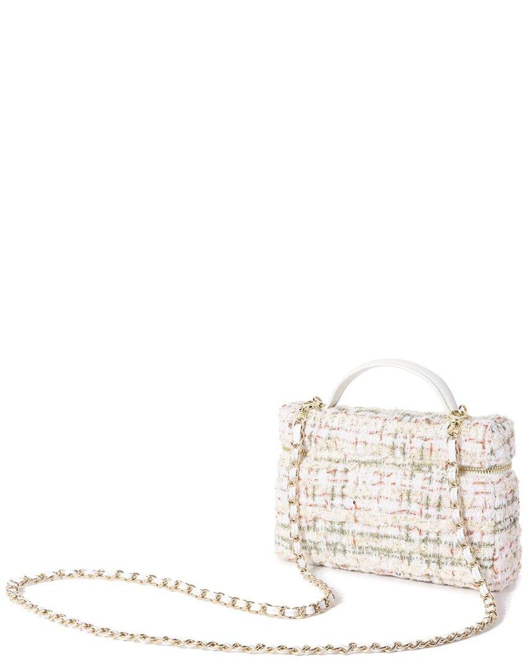 Tiffany & Fred Paris Natural Tweed & Leather Mini Top-Handle Bag